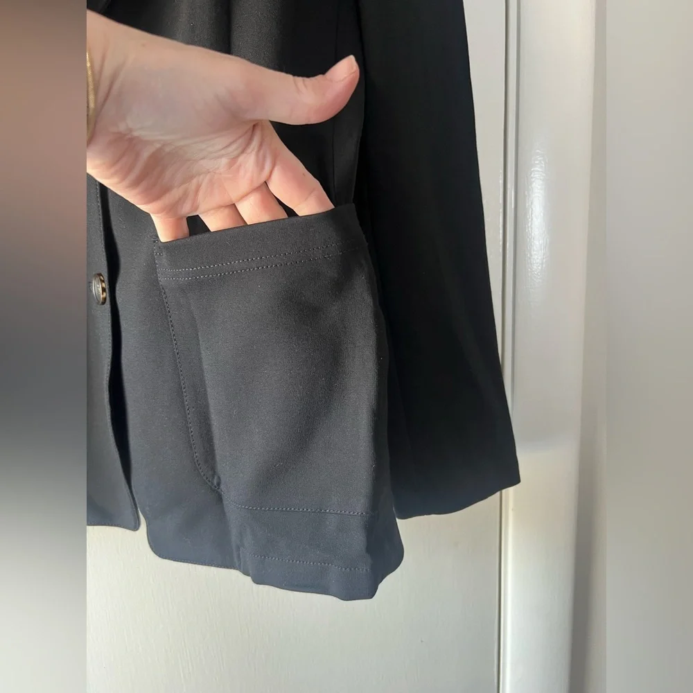 J. Crew x Mario Bellucci Luxe Italian Ponte Blazer Black Classic Tailored Chic